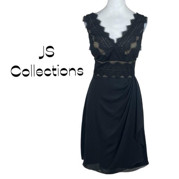JS Collections Sheer Black Lace Date Night Party Event Dress NWOT Size 8P - Picture 2 of 13